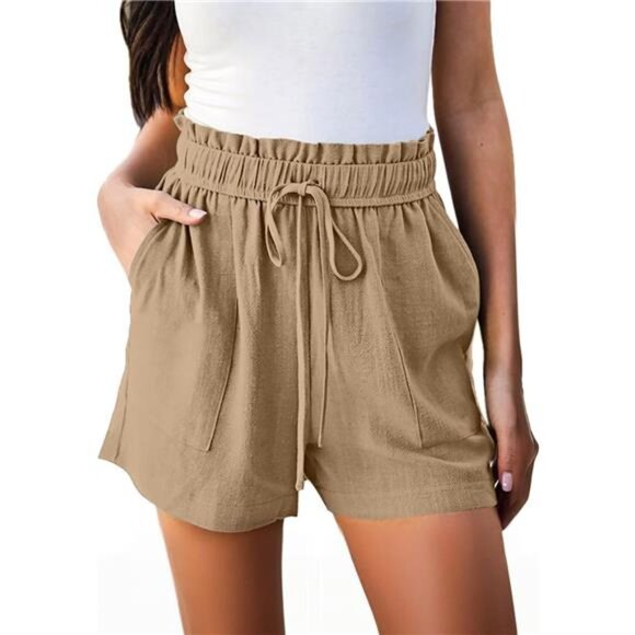Women's Linen Beach Shorts – High Waisted Wide Leg Summer Lounge